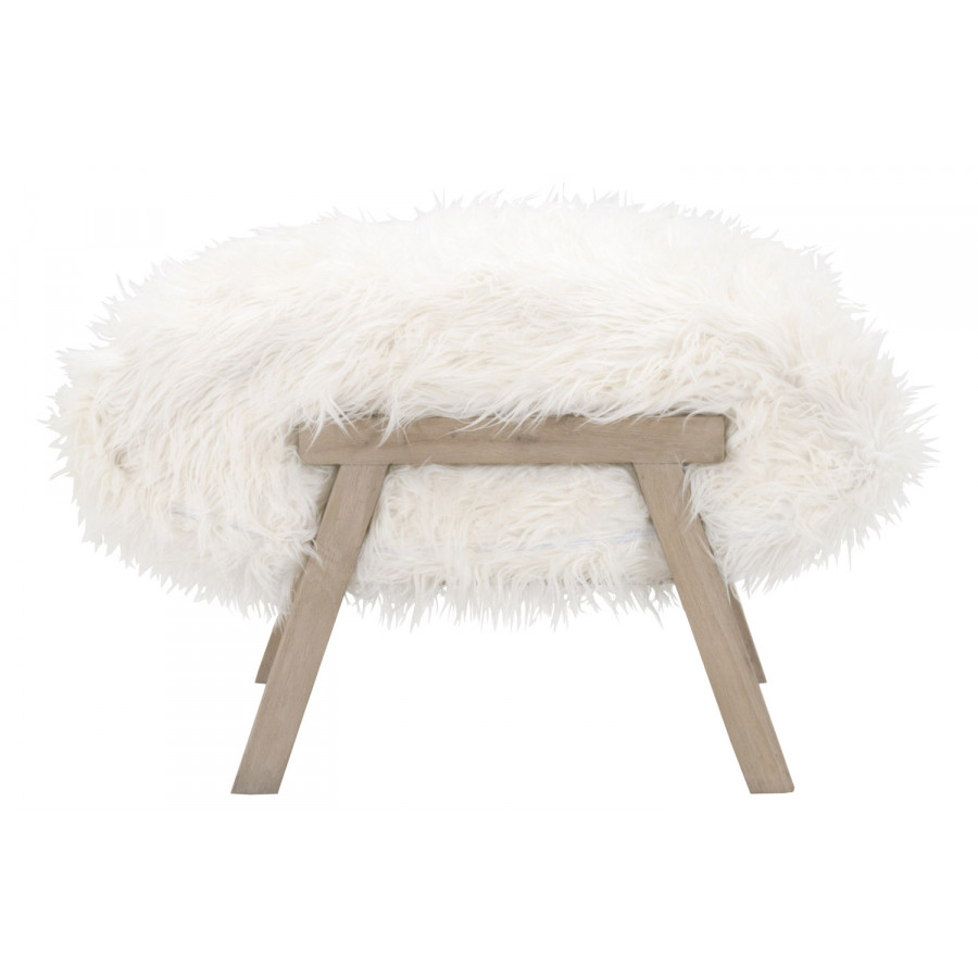 Essentials - Bella Antique Tibet Ottoman in White Fur