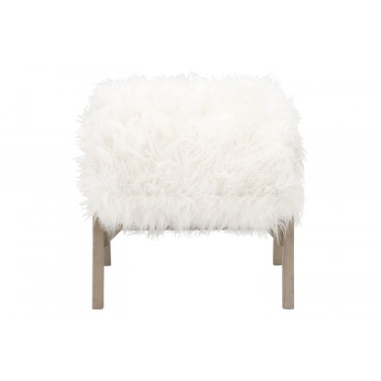 Essentials - Bella Antique Tibet Ottoman in White Fur