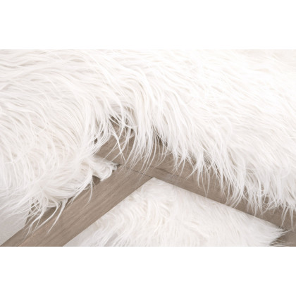 Essentials - Bella Antique Tibet Ottoman in White Fur