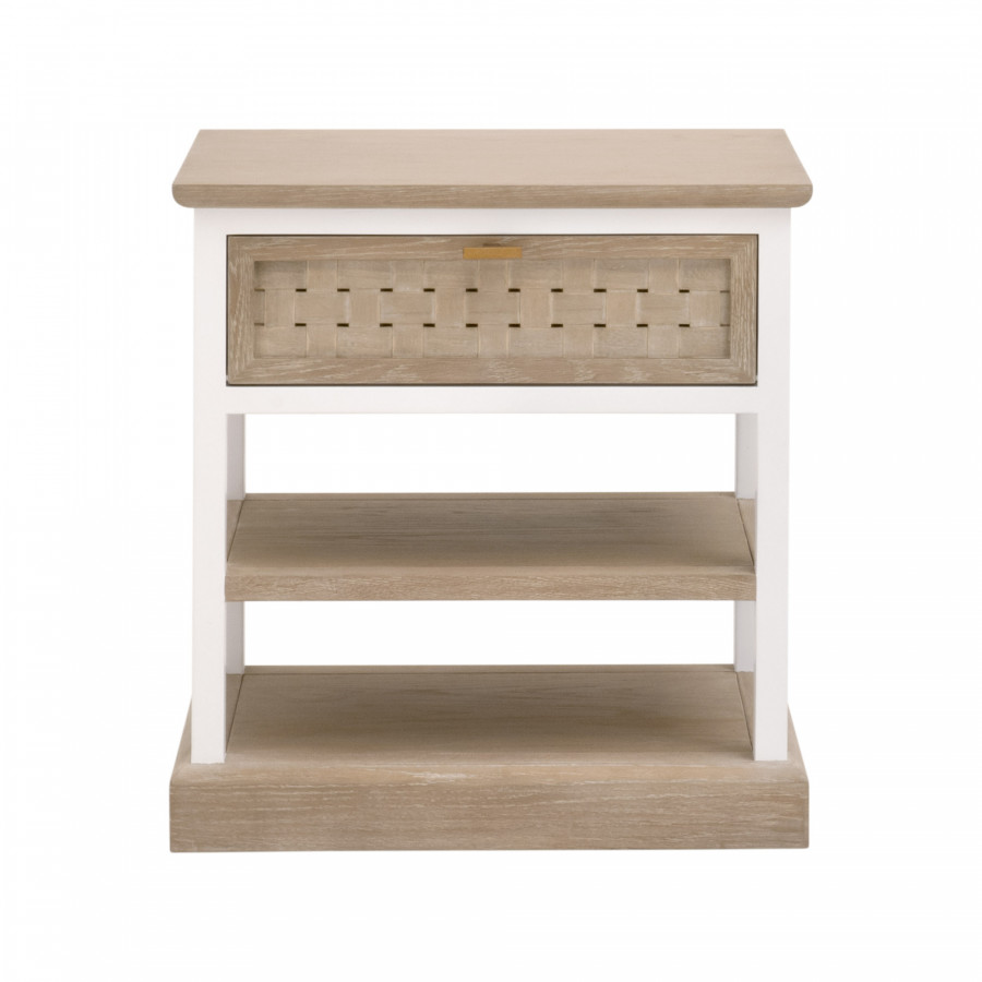 Essentials - Weave 1-Drawer Rectangular Side Table in Smoke Gray Oak, White Painted Oak
