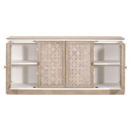 Essentials - Bella Antique Weave Media Sideboard in Smoke Gray, White Painted Oak