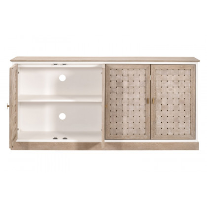 Essentials - Bella Antique Weave Media Sideboard in Smoke Gray, White Painted Oak