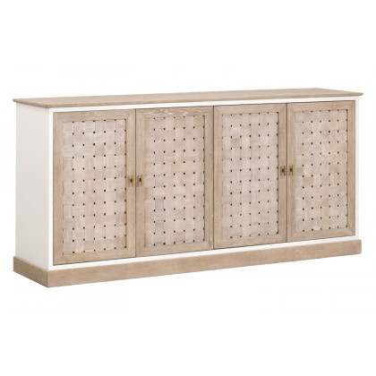 Essentials - Bella Antique Weave Media Sideboard in Smoke Gray, White Painted Oak