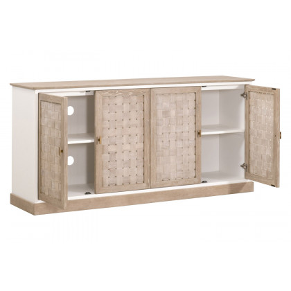 Essentials - Bella Antique Weave Media Sideboard in Smoke Gray, White Painted Oak