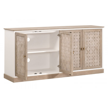 Essentials - Bella Antique Weave Media Sideboard in Smoke Gray, White Painted Oak