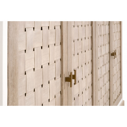 Essentials - Bella Antique Weave Media Sideboard in Smoke Gray, White Painted Oak
