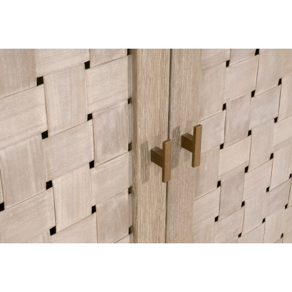 Essentials - Bella Antique Weave Media Sideboard in Smoke Gray, White Painted Oak