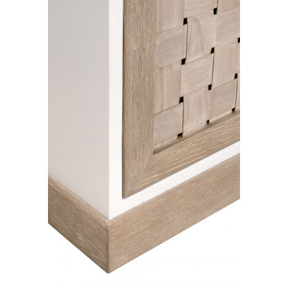 Essentials - Bella Antique Weave Media Sideboard in Smoke Gray, White Painted Oak