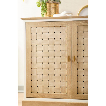 Essentials - Bella Antique Weave Media Sideboard in Smoke Gray, White Painted Oak