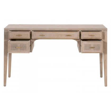 Essentials - Bella Antique Cane Desk in Smoke Gray