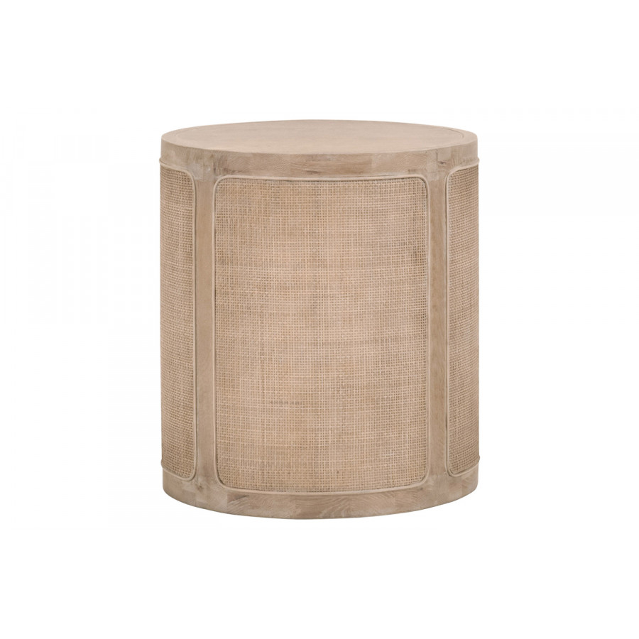 Essentials - Bella Antique Cane End Table in Smoke Gray