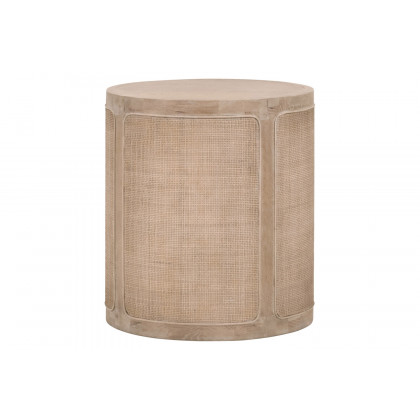 Essentials - Bella Antique Cane End Table in Smoke Gray