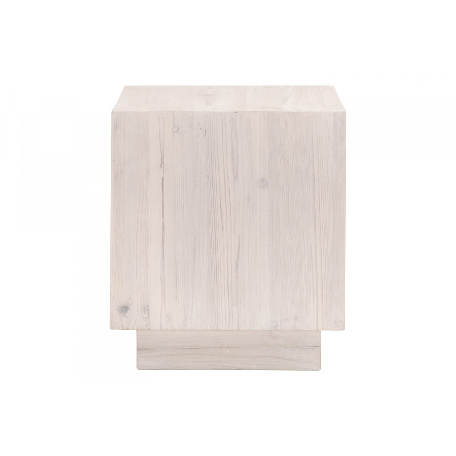 Essentials - Bella Antique Montauk End Table in White Wash Pine