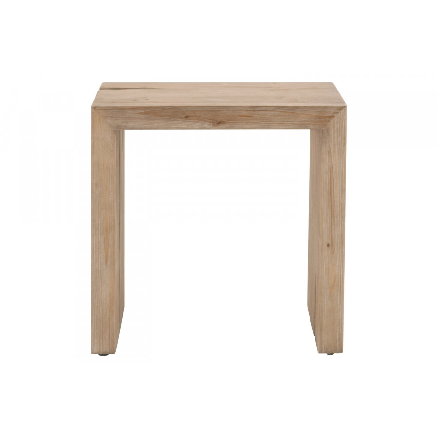Essentials - Bella Antique Reed End Table in Smoke Gray Pine