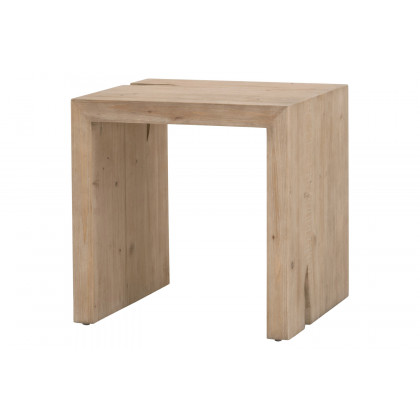 Essentials - Bella Antique Reed End Table in Smoke Gray Pine