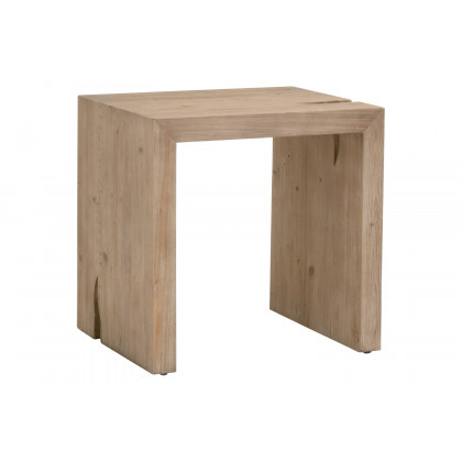 Essentials - Bella Antique Reed End Table in Smoke Gray Pine