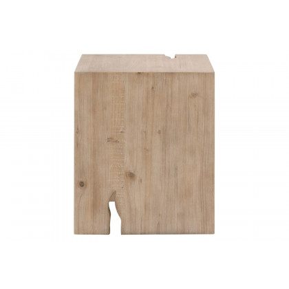 Essentials - Bella Antique Reed End Table in Smoke Gray Pine
