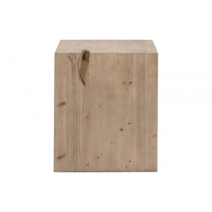 Essentials - Bella Antique Reed End Table in Smoke Gray Pine