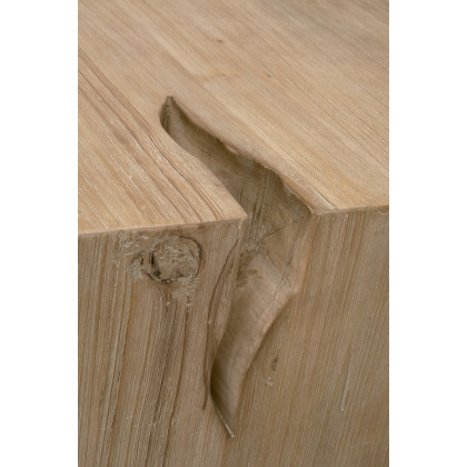 Essentials - Bella Antique Reed End Table in Smoke Gray Pine