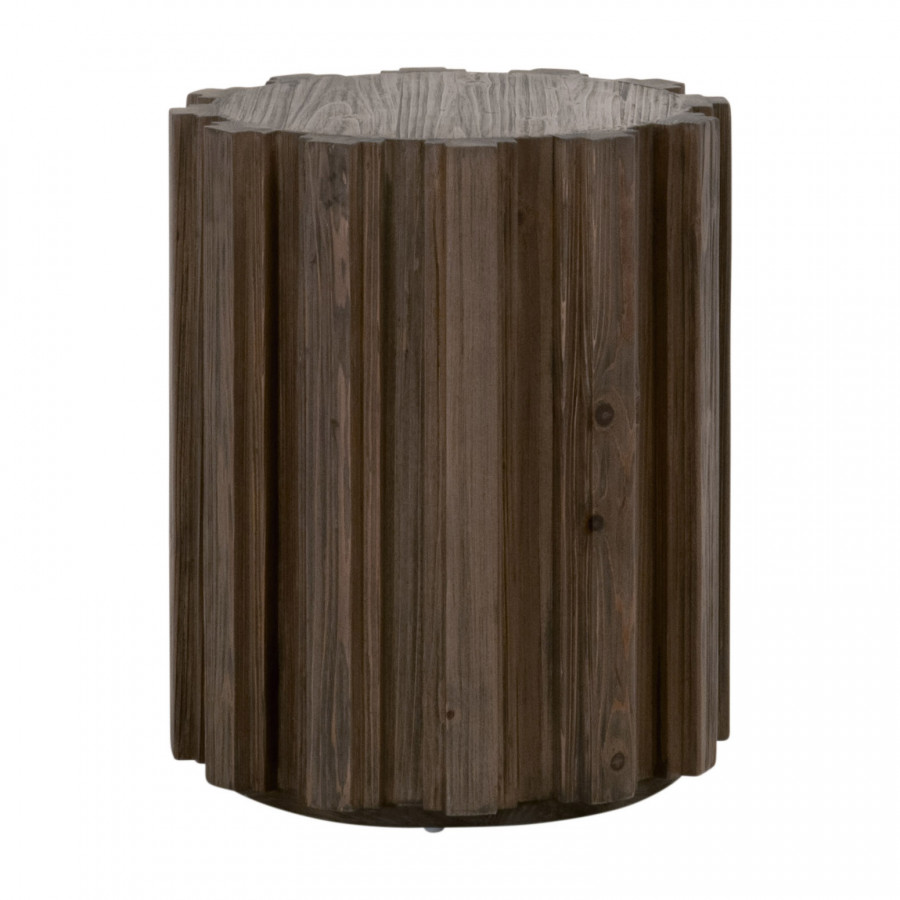 Essentials - Roma Round Accent Table in Drift Brown Pine