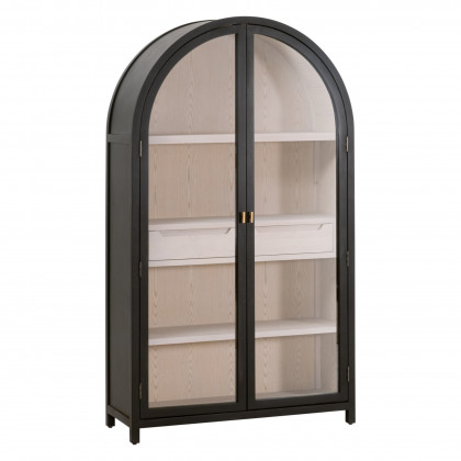 Essentials - Bella Antique Toulouse Display Cabinet in Black Birch, Natural Oak