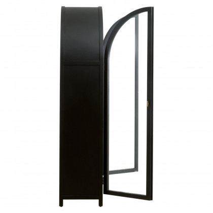Essentials - Bella Antique Toulouse Display Cabinet in Black Birch, Natural Oak