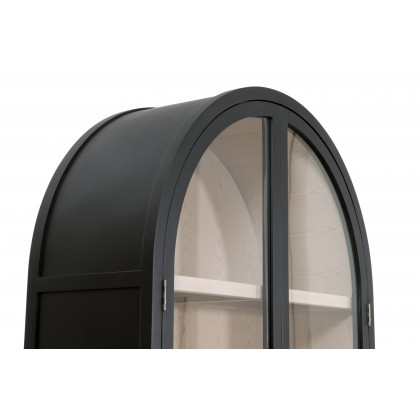 Essentials - Bella Antique Toulouse Display Cabinet in Black Birch, Natural Oak
