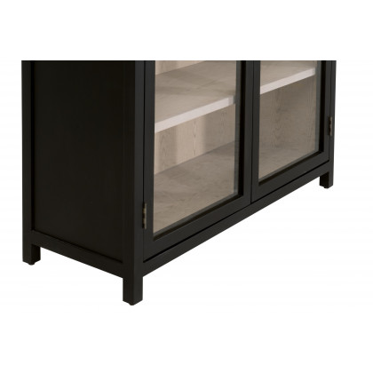 Essentials - Bella Antique Toulouse Display Cabinet in Black Birch, Natural Oak