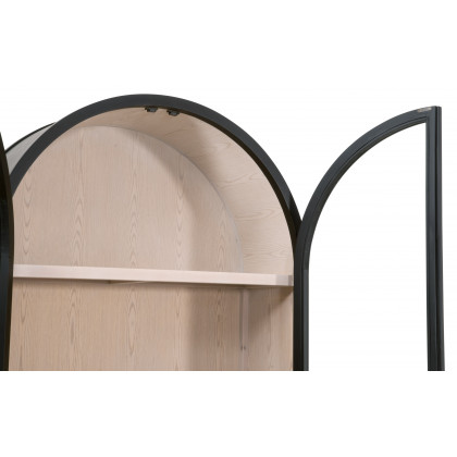 Essentials - Bella Antique Toulouse Display Cabinet in Black Birch, Natural Oak