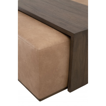 Essentials - Sample Dovetail Upholstered Coffee Table in Ivanhoe Toast, Burnished Brown Acacia