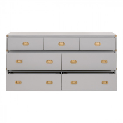 Essentials - Bradley 7-Drawer Double Dresser in Dove Gray, Brushed Gold