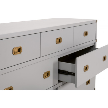 Essentials - Bradley 7-Drawer Double Dresser in Dove Gray, Brushed Gold