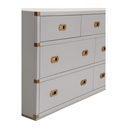Essentials - Bradley 7-Drawer Double Dresser in Dove Gray, Brushed Gold