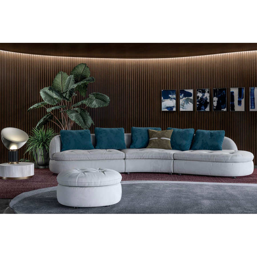 Estro IS 1009 Vela Fabric Round Footstool - Gray