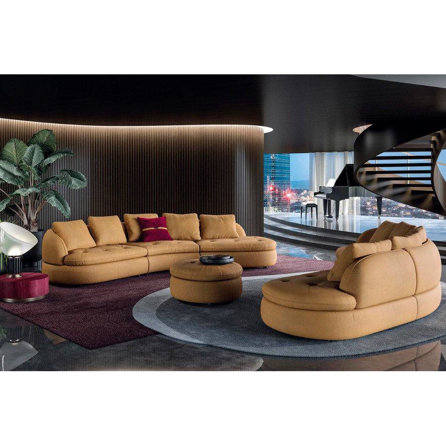 Estro IS 1009 Vela Fabric Round Footstool - Yellow