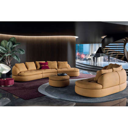 Estro - IS 1009 Vela Leather Round Footstool