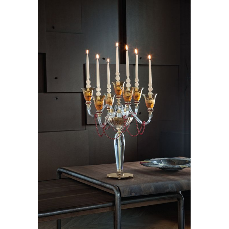 Euroluce - Claire C6+1F Amber Сandelabra