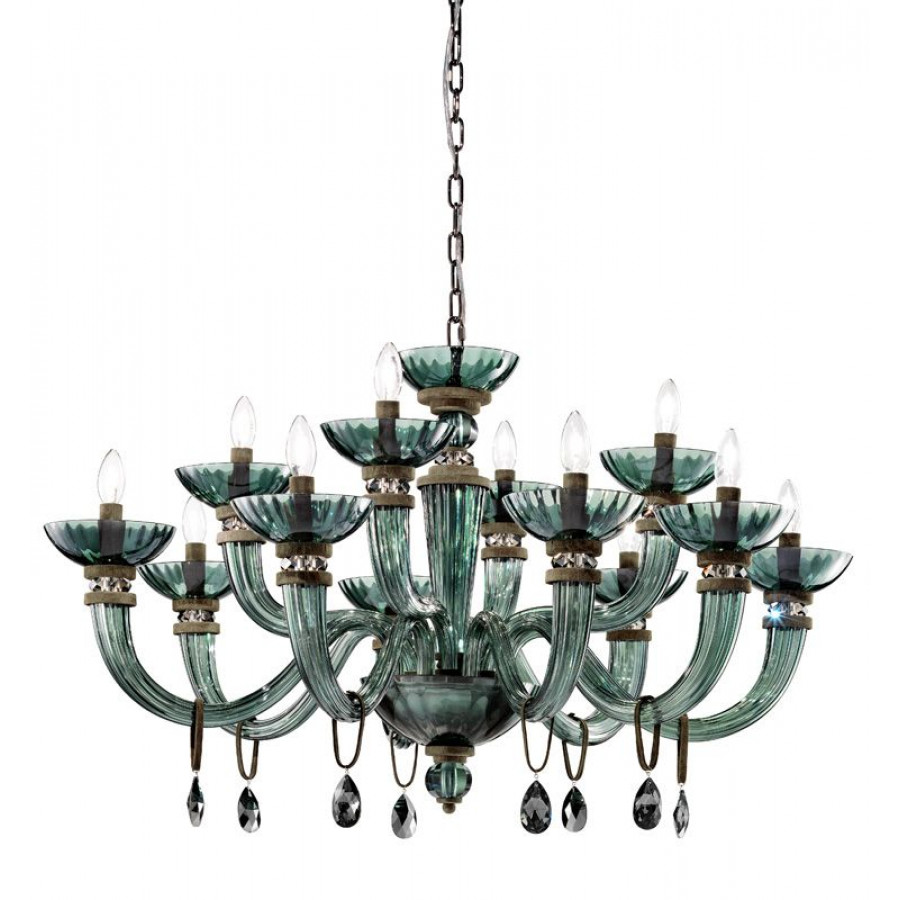 Euroluce Dahlia L8+4 Chandelier - Viridian