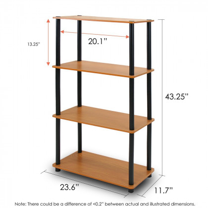 FaFurn - 4-Tier Storage Shelves Display Rack Bookcase in Cherry