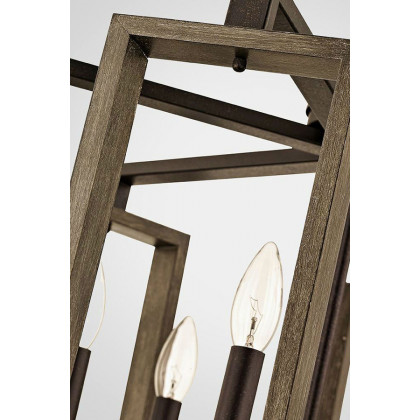 FaFurn - 6-Light Dimmable Aged Bronze Farmhouse Pendant with Wood Accents Chandelier
