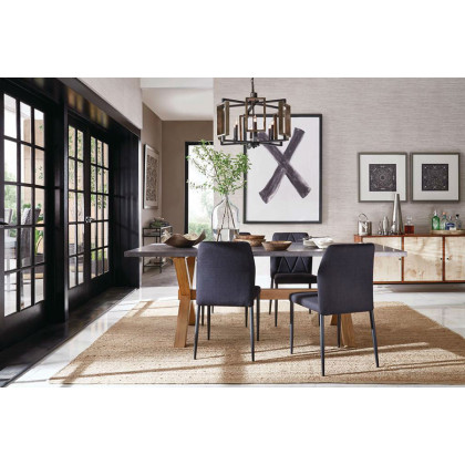 FaFurn - 6-Light Dimmable Aged Bronze Farmhouse Pendant with Wood Accents Chandelier