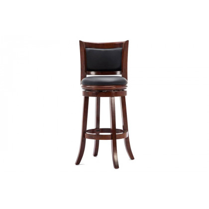 FaFurn 29-Inch Solid Wood Bar Stool with Faux Leather Swivel Seat - Cherry