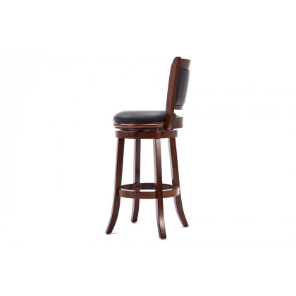 FaFurn 29-Inch Solid Wood Bar Stool with Faux Leather Swivel Seat - Cherry