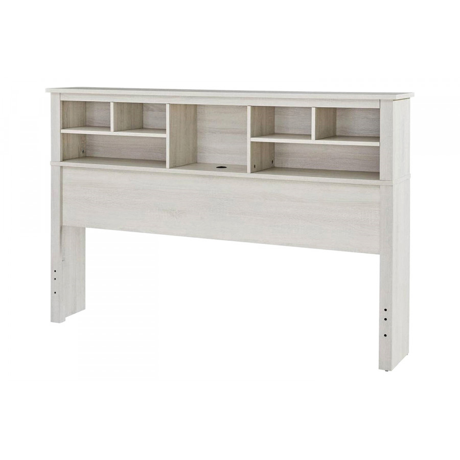 FaFurn - Queen Size Farmhouse Storage Headboard in Rustic White Wood Finish