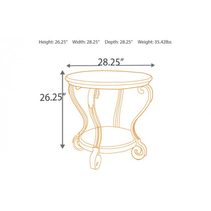 FaFurn - Accent End Table Nightstand in Brown Wood with Scrolling Metal Legs