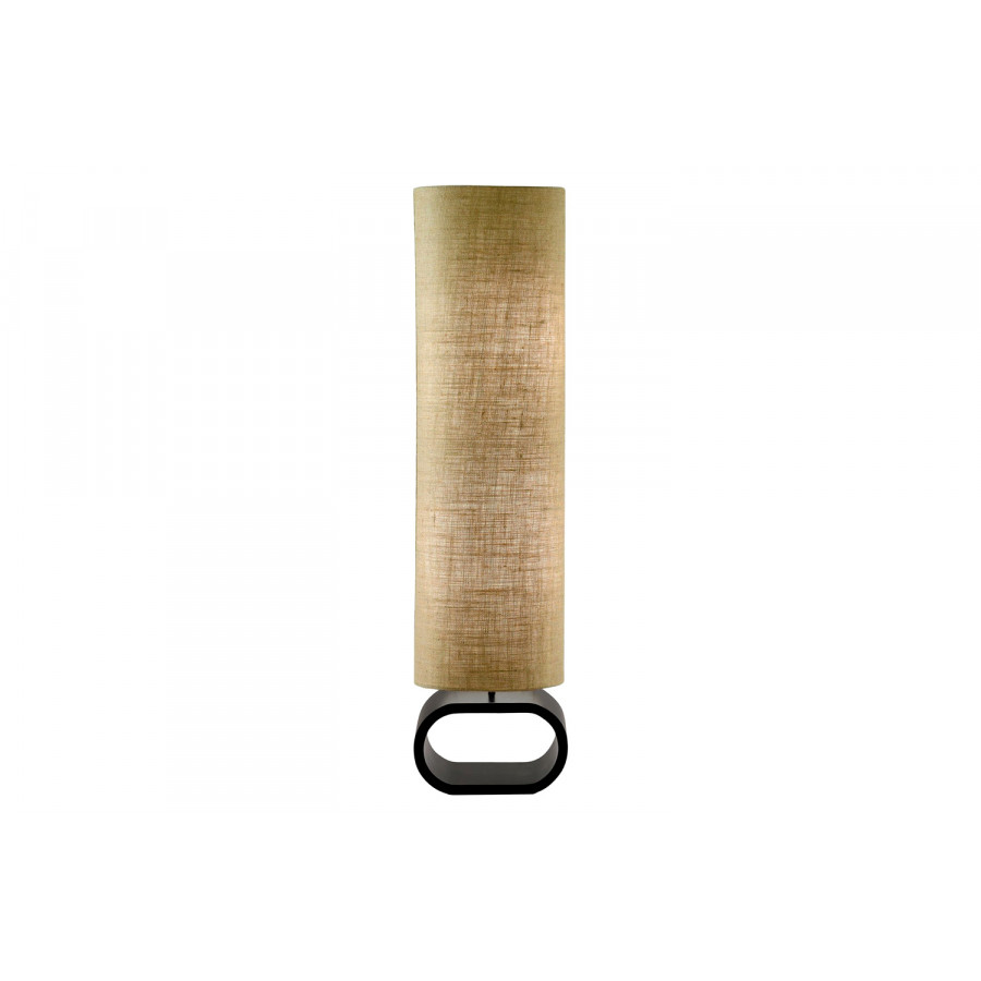 FaFurn - Cylinder Shape Medium Brown Burlap Floor Lamp with Bent Wood Base