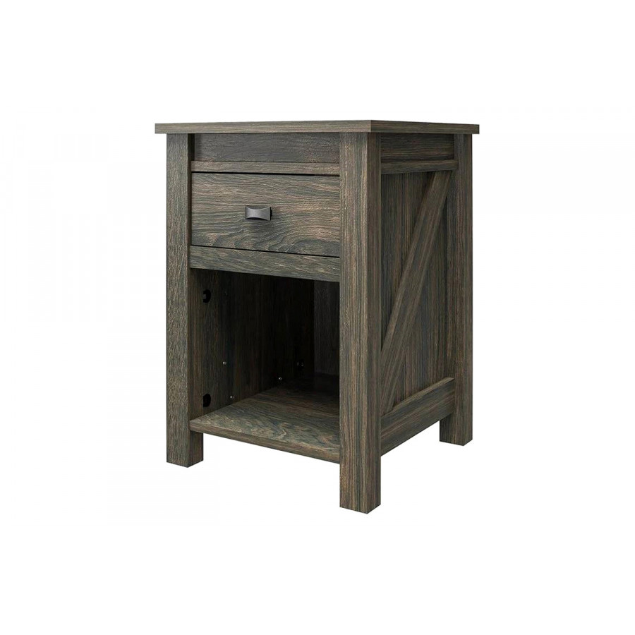 FaFurn - Farmhouse 1-Drawer Bedroom Nightstand with Open Shelf