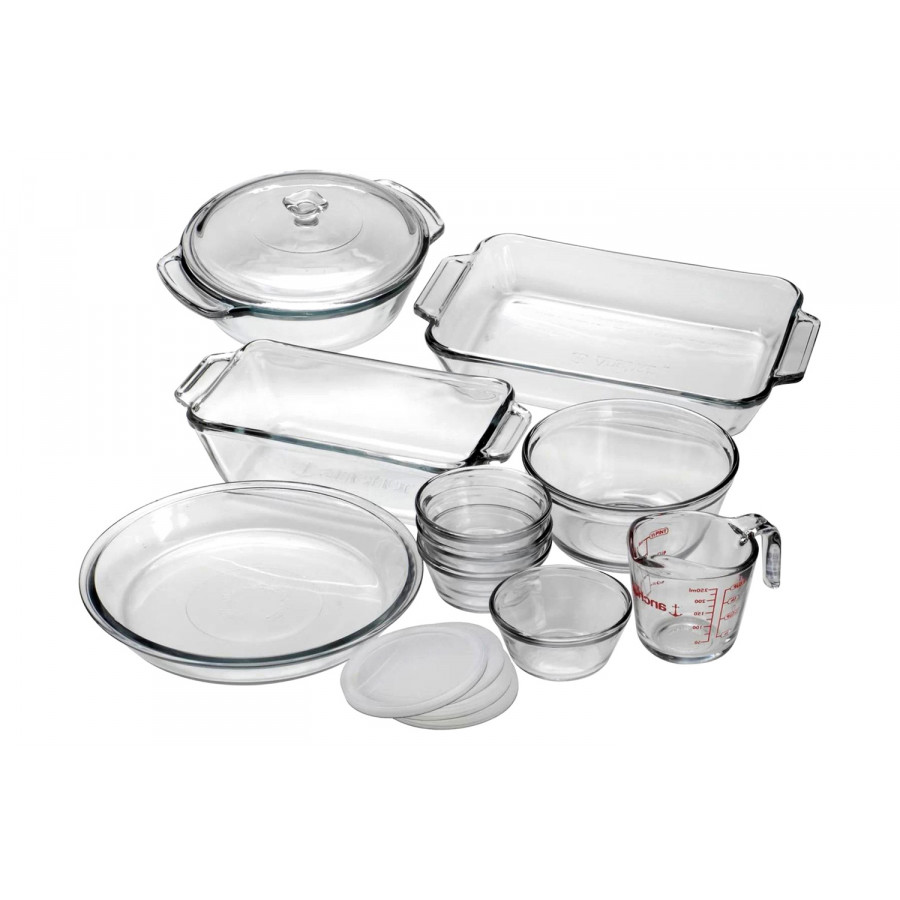 FaFurn - 15-Piece Glass Bakeware Food Storage Set with 4 Ramekins and Measuring Cup