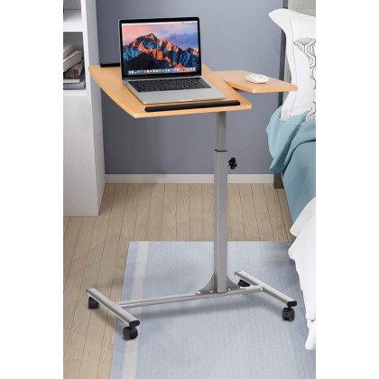 FaFurn - Mobile Laptop Desk Cart On Wheels with Wood Top