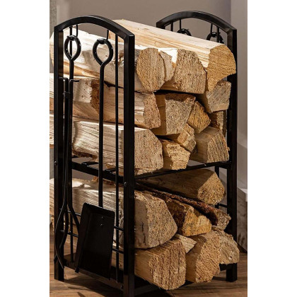 FaFurn - 5 Piece Vintage Firewood Log Rack Holder Tools Set